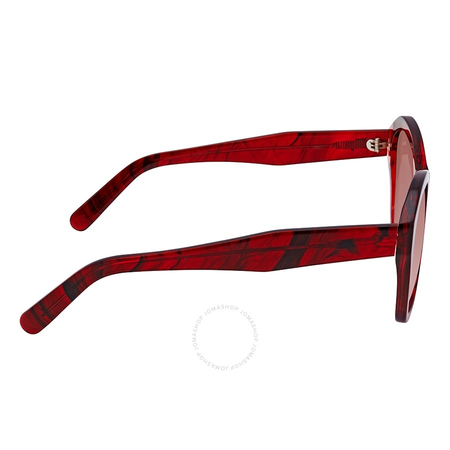 Ferragamo Striped Transparent Red Rectangular Sunglasses SF894S 645 55 SF894S 645 55