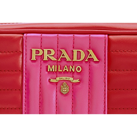 Prada Diagramme Leather Crossbody Bag- Red/Pink 1BH083 COB 2D91 EF0YQT