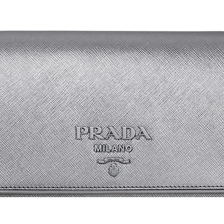 Prada Saffiano Leather Medium Shoulder Bag - Chrome 1BH091_NZV_CDO_F0135