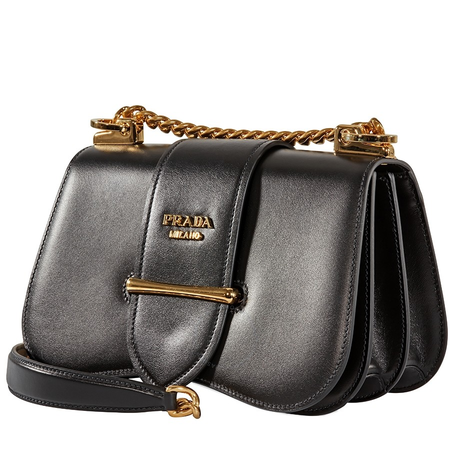 Prada Sidonie Leather Shoulder Bag- Black 1BD184_2AIX_F0002_V_UJO