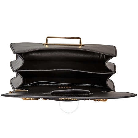 Prada Sidonie Leather Shoulder Bag- Black 1BD184_2AIX_F0002_V_UJO
