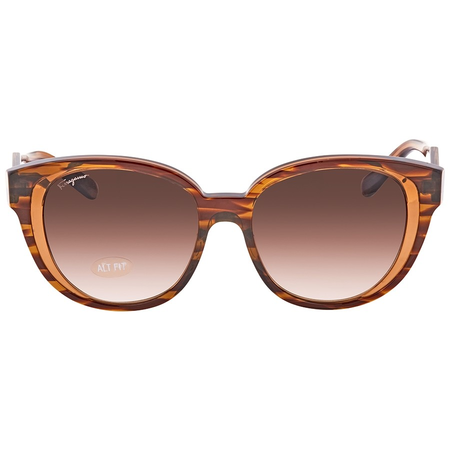Ferragamo Brown Oval Ladies Sunglasses SF895SA29656