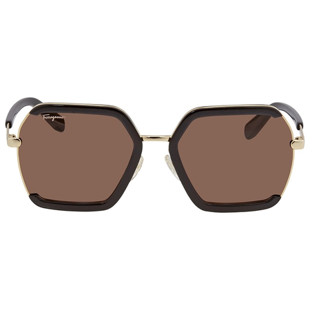 Ferragamo Grey Hexagonal Ladies Sunglasses SF901S001 57