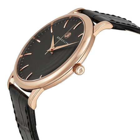 Brooklyn Watch Co. Myrtle Black Dial Black Leather Swiss Quartz Men's Watch MY-RG-BK-BK
