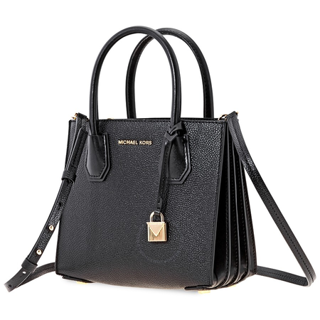 Michael Kors Mercer Medium Pebbled Leather Crossbody Bag- Black 30F8GM9M2T-001