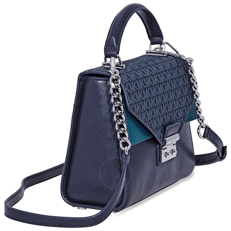 Michael Kors Sloan Medium Leather Satchel - Heritage Blue/Multi 30F8SSLS2V-473