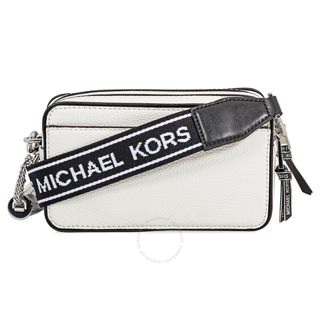 Michael Kors Small Tri-Color Leather Camera Bag- Optic White/Black 32H8SF5M0L-089