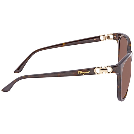 Ferragamo Brown Geometric Ladies Sunglasses SF751SK21460