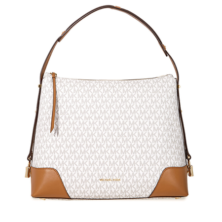 Michael Kors Crosby Large Signature Logo Print Shoulder Bag - Vanilla / Acorn 30H8GCBL3B-149