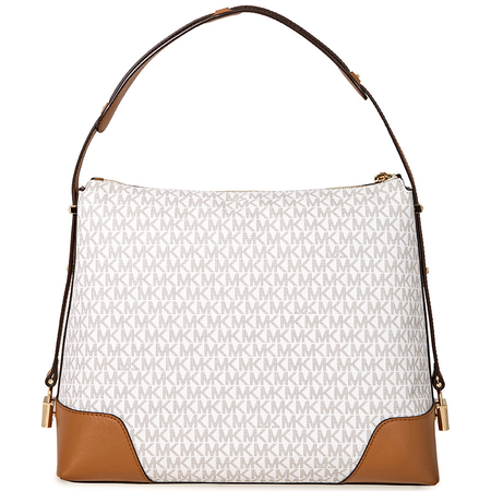Michael Kors Crosby Large Signature Logo Print Shoulder Bag - Vanilla / Acorn 30H8GCBL3B-149