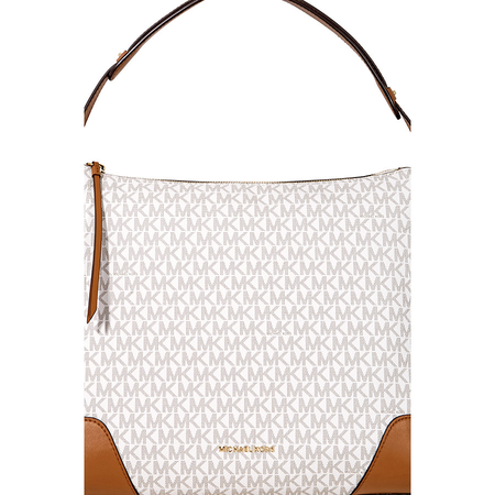 Michael Kors Crosby Large Signature Logo Print Shoulder Bag - Vanilla / Acorn 30H8GCBL3B-149