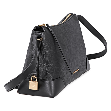 Michael Kors Crosby Medium Pebbled Leather Messenger Bag- Black 30H8GCBM2L-001