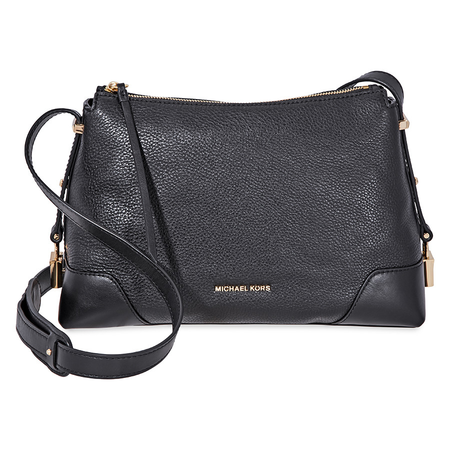 Michael Kors Crosby Medium Pebbled Leather Messenger Bag- Black 30H8GCBM2L-001
