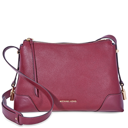Michael Kors Crosby Medium Pebbled Leather Messenger Bag- Oxblood 30H8GCBM2L-610