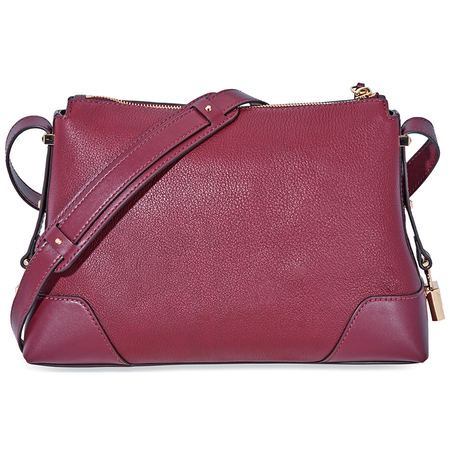Michael Kors Crosby Medium Pebbled Leather Messenger Bag- Oxblood 30H8GCBM2L-610