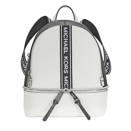 Michael Kors Rhea Medium Pebbled Leather Backpack - Optic White / Black 30H8SEZB6T-089