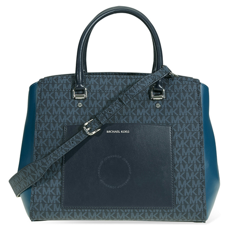 Michael Kors Benning Signature Logo Print Tote Bag - Blue 30F8SN4S3B-489