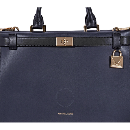 Michael Kors Tatiana Medium Leather Satchel- Navy/ Black 30F8GT0S2T-429