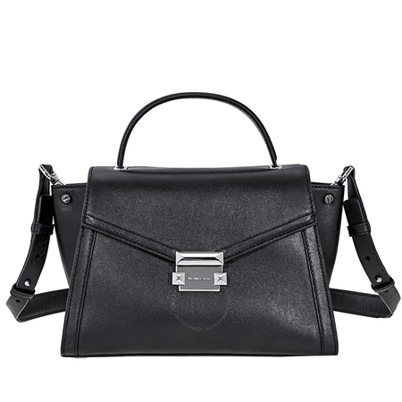 Michael Kors Whitney Medium Leather Satchel- Black 30T8SXIS2L-001