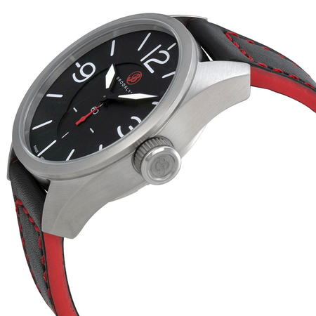 Brooklyn Watch Co. Lafayette Black Dial Black Red Accent Leather Swiss Quartz Men's Watch CLA-H