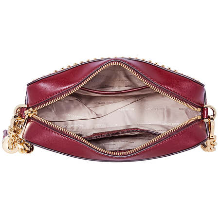 Michael Kors Ginny Medium Studded Leather Crossbody- Oxblood 32F8GF5M2U-610