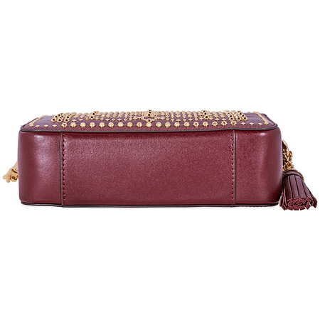 Michael Kors Ginny Medium Studded Leather Crossbody- Oxblood 32F8GF5M2U-610