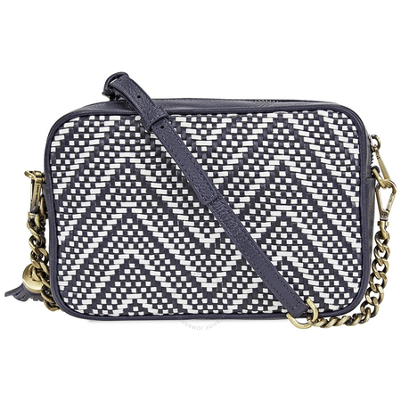 Michael Kors Ginny Medium Woven Leather Crossbody- ADMIRAL/OPWT 32H8BF5M2U-423