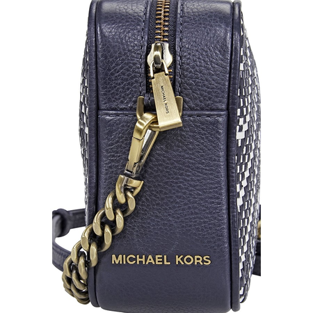 Michael Kors Ginny Medium Woven Leather Crossbody- ADMIRAL/OPWT 32H8BF5M2U-423