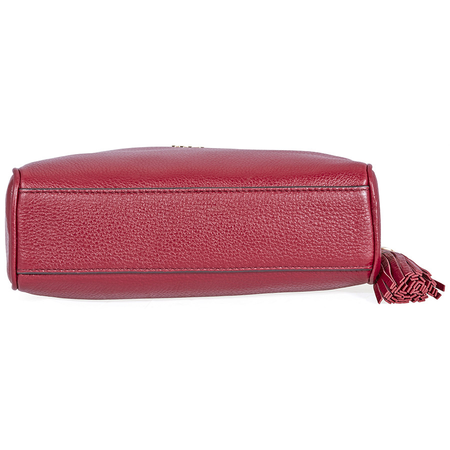 Michael Kors Ginny Pebbled Leather Half-Moon Crossbody Bag- Maroon 32F8GF5C0L-550