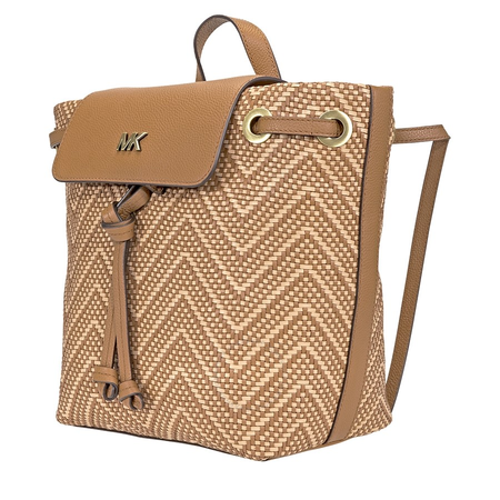 Michael Kors Junie Medium Woven Leather Backpack - Acorn/Butternut 30H8BX5B2U-211