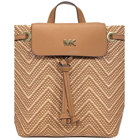 Michael Kors Junie Medium Woven Leather Backpack - Acorn/Butternut 30H8BX5B2U-211