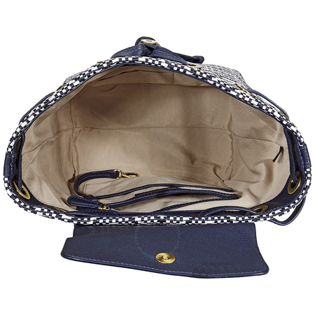 Michael Kors Junie Medium Woven Leather Backpack - ADMIRAL/OPWT 30H8BX5B2U-423