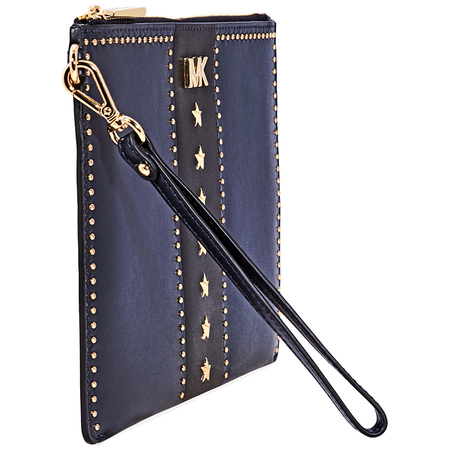 Michael Kors Medium Leather Zip Pouch- Navy/ Black 32F8GF9P6Y-429