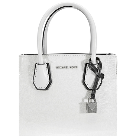 Michael Kors Mercer Pebbled Leather Messenger Bag - White / Black 30H8SM9M3T-089
