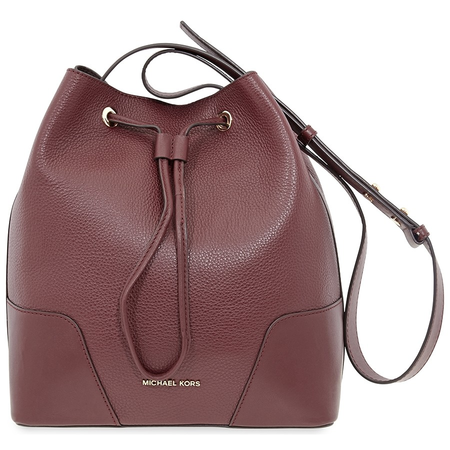 Michael Kors Pebbled Leather Bucket Bag- Oxblood 30F8G0CM2T-610