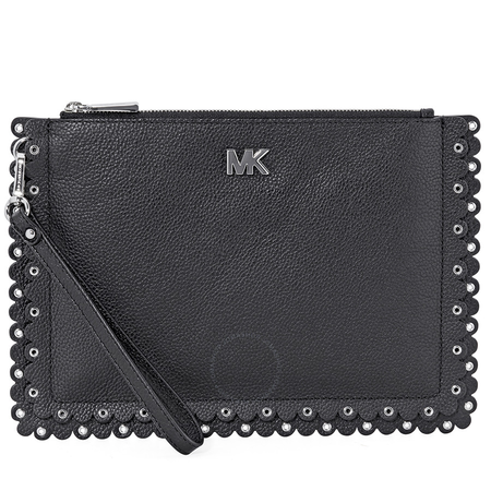 Michael Kors Medium Scallop Leather Zip Pouch- Black 32T8SF9P6I-001