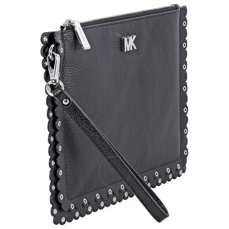 Michael Kors Medium Scallop Leather Zip Pouch- Black 32T8SF9P6I-001