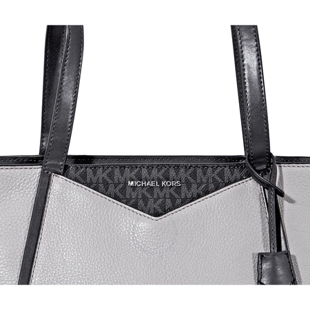 Michael Kors Whitney Pebbled Leather Tote- Grey/Black 30F8SN1T1B-913