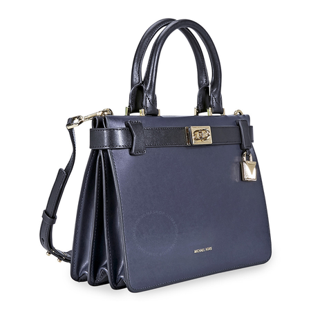 Michael Kors Tatiana Small Leather Satchel- Navy Blue/ Black 30F8GT0S1T-429