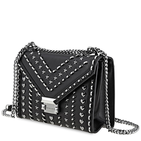 Michael Kors Whitney Large Studded Leather Convertible Shoulder Bag- Black 30T8TXIL4T-001
