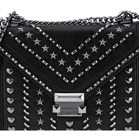 Michael Kors Whitney Large Studded Leather Convertible Shoulder Bag- Black 30T8TXIL4T-001
