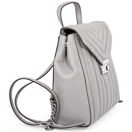 Michael Kors Whitney Quilted Leather Backpack- Pearl Grey 30F8SXIB2T-081
