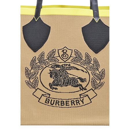 Burberry Giant Tote in Knitted Archive Crest- Black/Iris Yellow 8006521