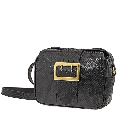Burberry Ladies Flat Crossbody Bag Buckle Soft Grain Black S Zip Bckle Python 4066455
