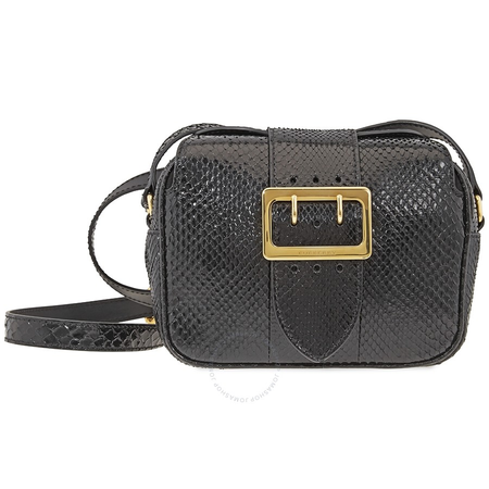 Burberry Ladies Flat Crossbody Bag Buckle Soft Grain Black S Zip Bckle Python 4066455