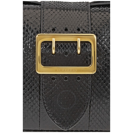 Burberry Ladies Flat Crossbody Bag Buckle Soft Grain Black S Zip Bckle Python 4066455
