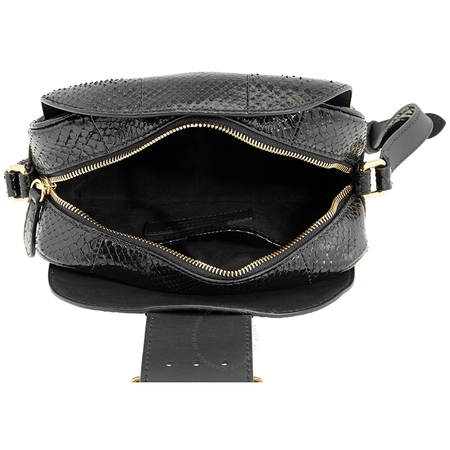 Burberry Ladies Flat Crossbody Bag Buckle Soft Grain Black S Zip Bckle Python 4066455