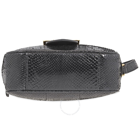 Burberry Ladies Flat Crossbody Bag Buckle Soft Grain Black S Zip Bckle Python 4066455