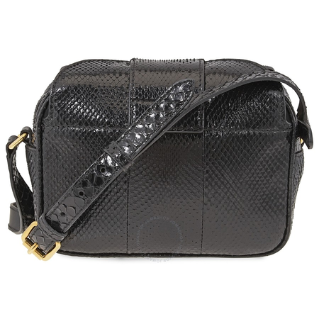 Burberry Ladies Flat Crossbody Bag Buckle Soft Grain Black S Zip Bckle Python 4066455