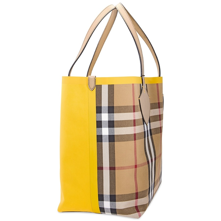 Burberry Large Giant Tote in Colour Block Check- Antique Yellow/Golden Yellow 8006585